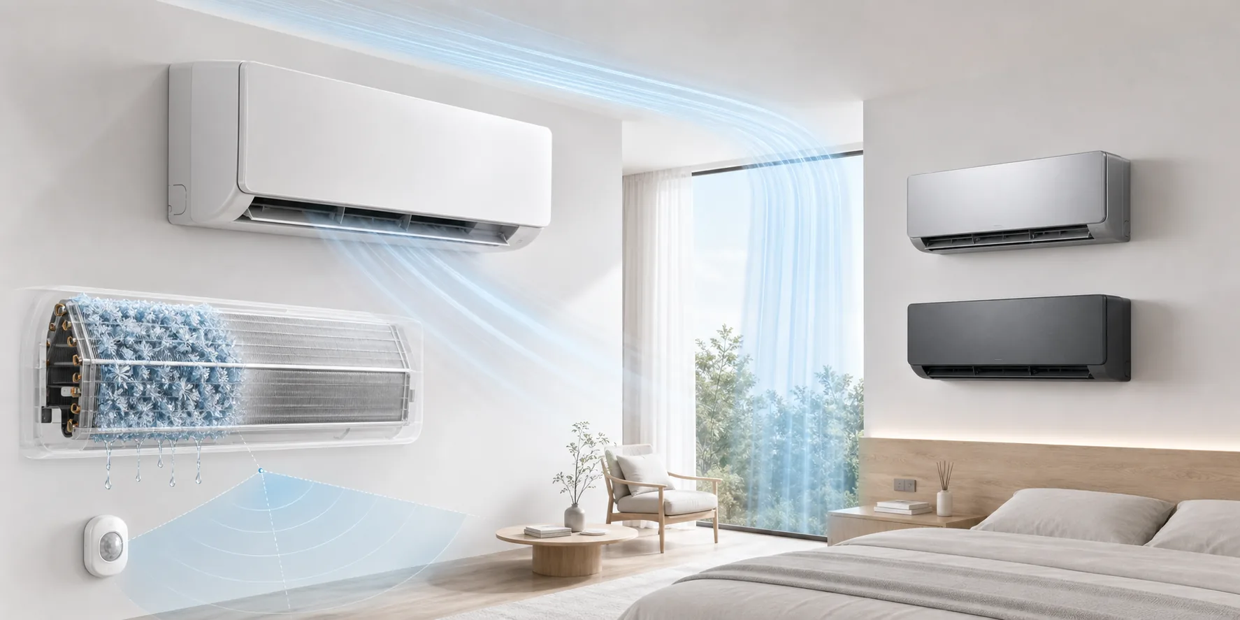 Тихие настенные кондиционеры Haier с самоочисткой, мягким потоком и цветными панелями