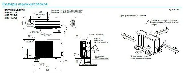 Инверторный настенный кондиционер (сплит-система) Mitsubishi Electric MSZ-SF42VE / MUZ-SF42VE