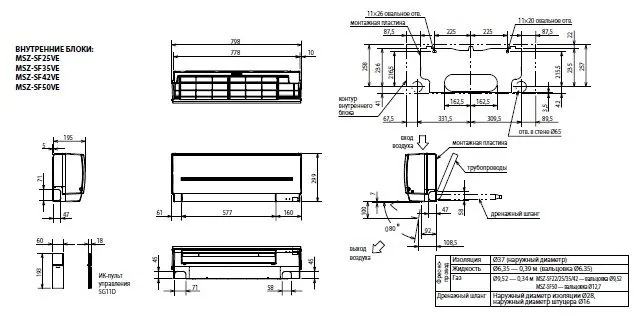 Инверторный настенный кондиционер (сплит-система) Mitsubishi Electric MSZ-SF42VE / MUZ-SF42VE