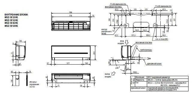 Инверторный настенный кондиционер (сплит-система) Mitsubishi Electric MSZ-SF42VE / MUZ-SF42VE