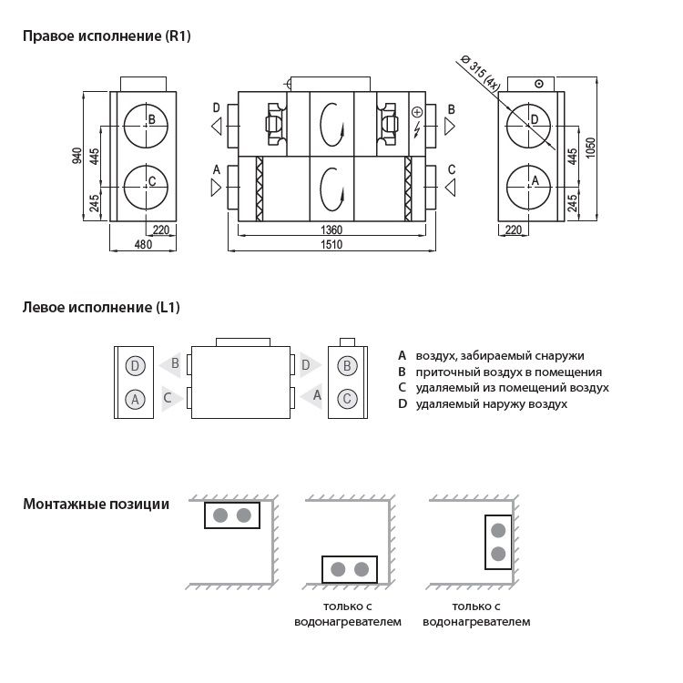 Приточно-вытяжная установка Komfovent Verso R 1300-F-W/DH
