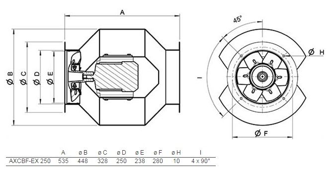 Взрывозащищенный вентилятор Systemair AXCBF-EX 250-6/28°-2