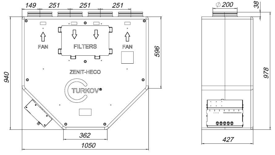 Приточно-вытяжная установка Turkov Zenit HECO-550 EL/EL W