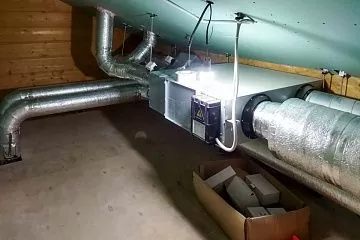 Приточно-вытяжная вентиляция и кондиционирование в фахверке из клееного бруса 451706