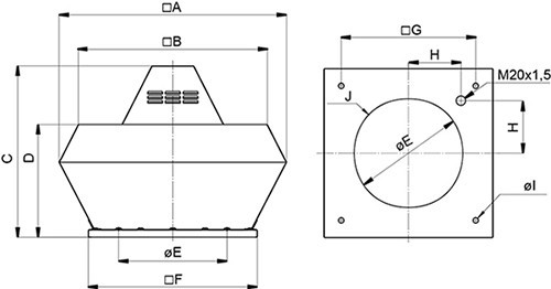 Размеры вентилятора Systemair DVN 630D6 IE2